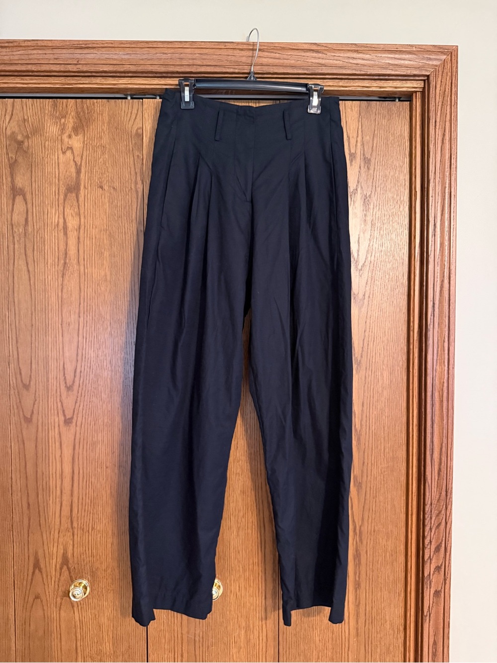 Women’s Gentle Herd Linen Blend Black Pleated Dress Pants High Waisted